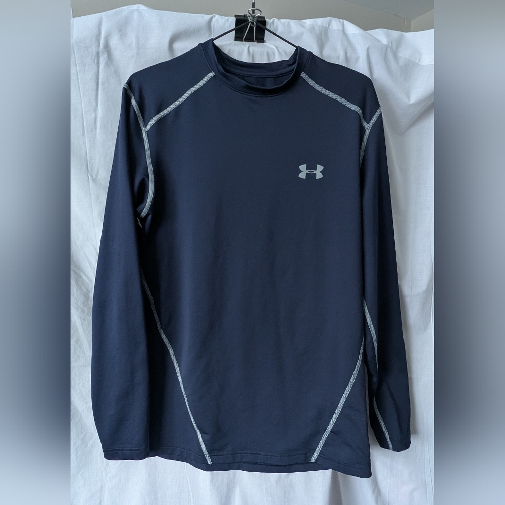 Under Armour Men's Navy Long Sleeve Cold Gear Long Sleeve Shirt Size M Fitted